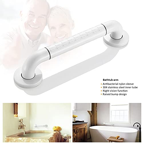Asa De Seguridad Para Baño,Baranda De Baño,Barra De Agarre Antideslizante,Agarre De Mango De Ducha,Con Círculos Luminosos,Para Personas Mayores Niños Embarazadas(Blanco) (29cm)