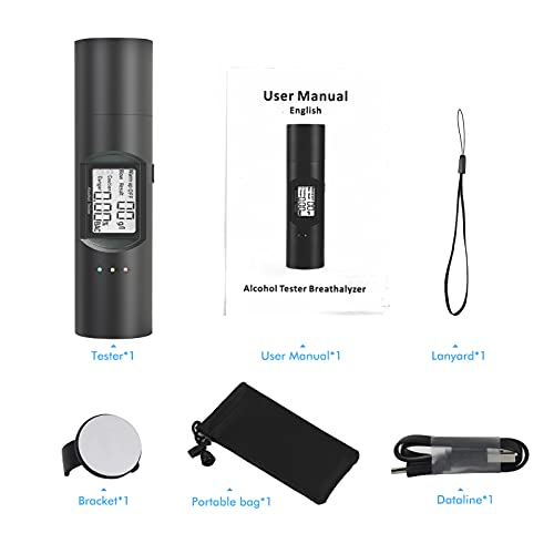 ASCOZY Alcoholimetro, Probador de Alcohol Recargable con Pantalla LCD Digital, Semiconductor de Sensor, Medición Rápida y Precisa, Alarma Sonora