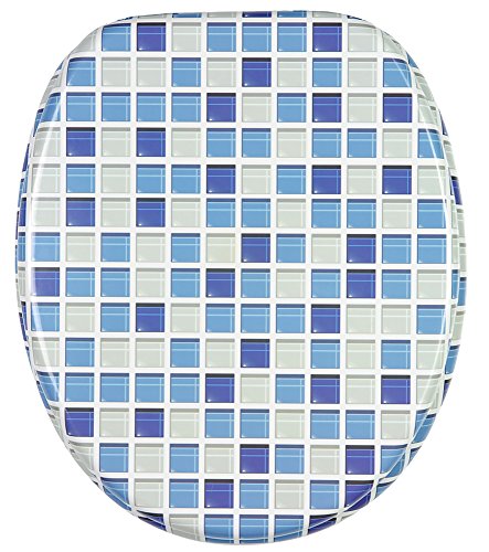 Asiento de inodoro, gran selección de atractivos asientos de inodoro con calidad superior y duradera de madera (Mosaico azul)