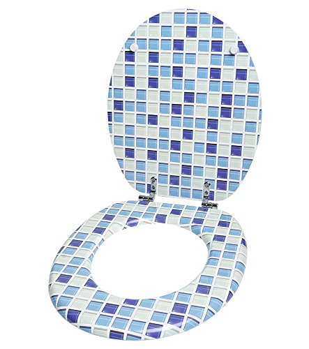 Asiento de inodoro, gran selección de atractivos asientos de inodoro con calidad superior y duradera de madera (Mosaico azul)