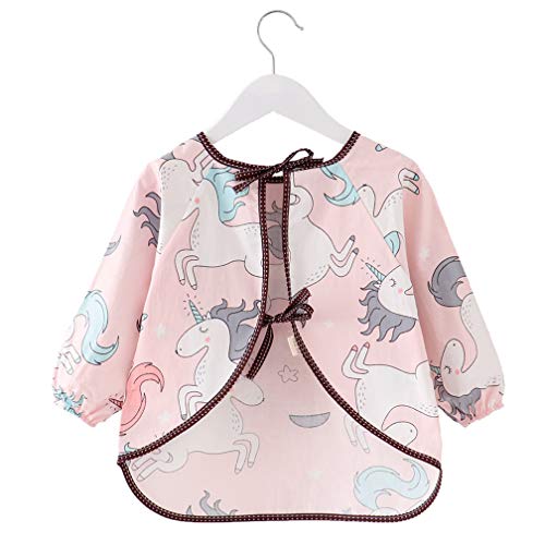 atopo 2 Paquetes Babero con Mangas Largas Impermeable Baberos de Alimentación para Bebés Algodón Delantal Lavable del Bebé por 6-36 Meses Niños Comiendo Pintura y Jugando