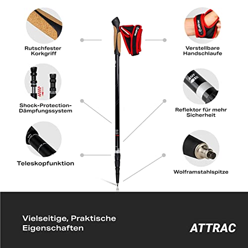ATTRAC - Bastones Marcha nórdica »Clásicos« con Sistema telescópico, antichoque y „Click & Go“ de Las dragoneras - Empuñadura en Corcho + PDF Workout (Classic + Bolsa Transporte)