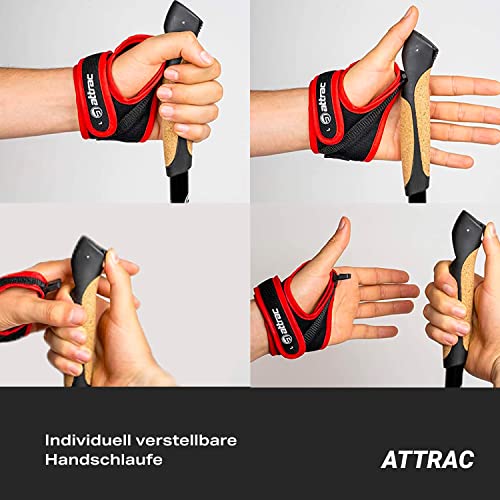 ATTRAC - Bastones Marcha nórdica »Clásicos« con Sistema telescópico, antichoque y „Click & Go“ de Las dragoneras - Empuñadura en Corcho + PDF Workout (Classic + Bolsa Transporte)