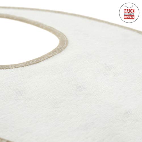 Babero Redondo Con Velcro Sky Beige/Estrella 16x19 cm