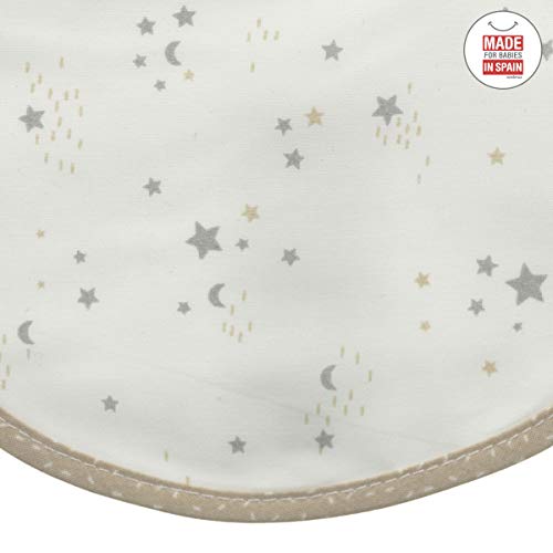 Babero Redondo Con Velcro Sky Beige/Estrella 16x19 cm