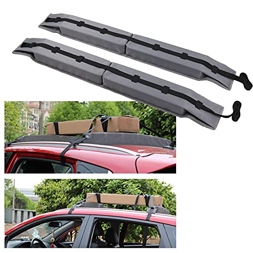 Baca de coche, barras de techo universales, barras de techo blandas universales, tela Oxford 600D + piel antideslizante de PVC + espuma EVA, duradera, ligera, antideslizante, plegable