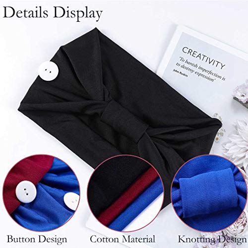 Bandas elásticas para el pelo con nudos para yoga y turbante, color negro para mujeres y niñas (paquete de 3)