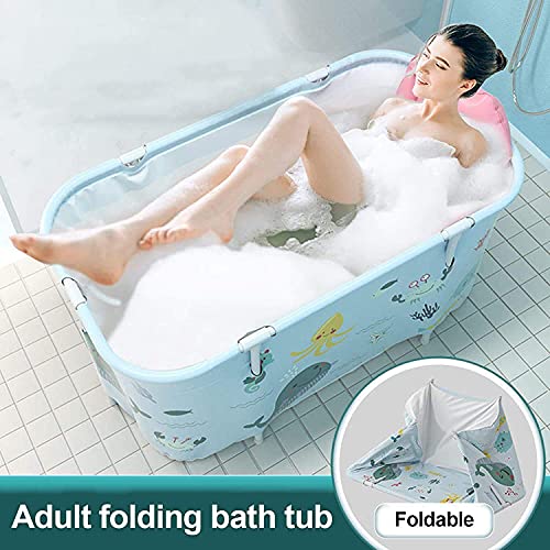 Bañera portátil plegable en plástico, bañera de tamaño extragrande, para adultos y niños, 120 cm, color azul