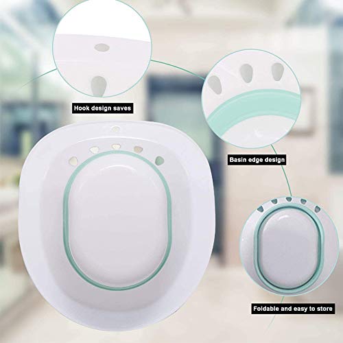 Baño De Asiento Plegable Portátil De La Cuenca del Baño De Asiento para Las Hemorroides Mujeres Embarazadas Perineal Episiotomía Azul