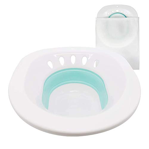 Baño De Asiento Plegable Portátil De La Cuenca del Baño De Asiento para Las Hemorroides Mujeres Embarazadas Perineal Episiotomía Azul