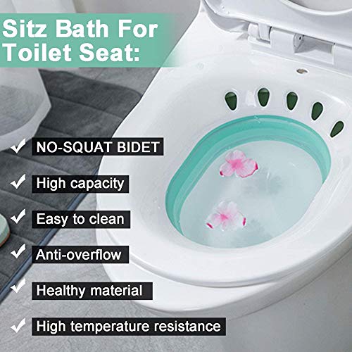 Baño De Asiento Plegable Portátil De La Cuenca del Baño De Asiento para Las Hemorroides Mujeres Embarazadas Perineal Episiotomía Azul