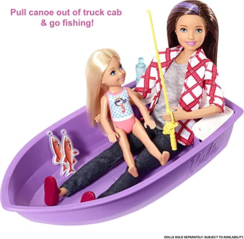 Barbie Caravana para acampar 3 en 1 de Barbie con piscina, camioneta, barca y 50 accesorios, regalo para niñas y niños 3-9 años (Mattel GHL93)