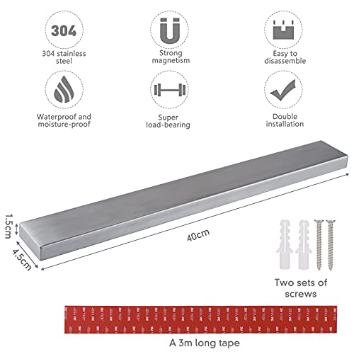 Barra Magnetica para Cuchillos 40 cm,Cuchillero Magnetico, Universal,Acero Inoxidable Cuchillero Magnetico,para Herramientas Otros Utensilios y Organizacion