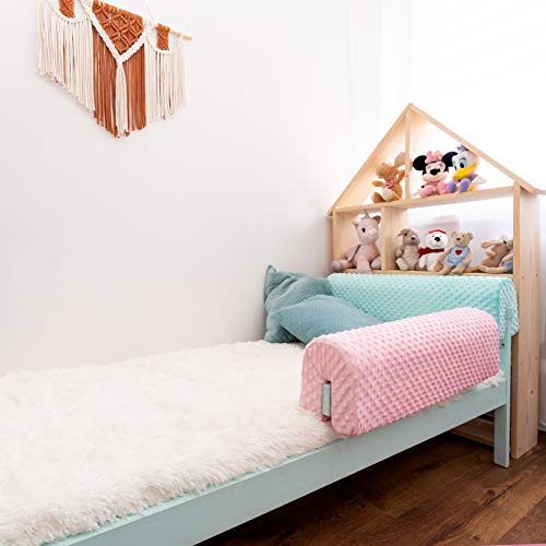 Barrera de cuna para bebé, protector de espuma, protección contra caídas, dormir, cama infantil, cama de bebé, rejilla de protección de cama, barrera, protector de cama | Minky (rosa)