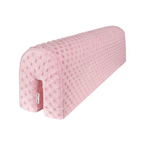 Barrera de cuna para bebé, protector de espuma, protección contra caídas, dormir, cama infantil, cama de bebé, rejilla de protección de cama, barrera, protector de cama | Minky (rosa)
