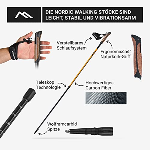Bastones Marcha nórdica de Carbono - Ultra Ligeros - seleccionables con bolsa