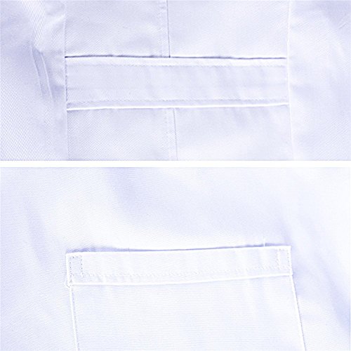Bata Médico Laboratorio Enfermera Sanitaria de Trabajo Blanca de Manga Larga Unisex (Blanco, M)
