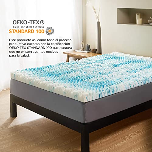 Bedsure Topper Viscoelastico 135x190 Colchon - Cubre Colchon Memory Foam Mattress Antiestático, Sobrecolchon Espuma con 1 Funda Extraíble y Lavable, Colchoncillo Efecto Memoria Hipoalergénico