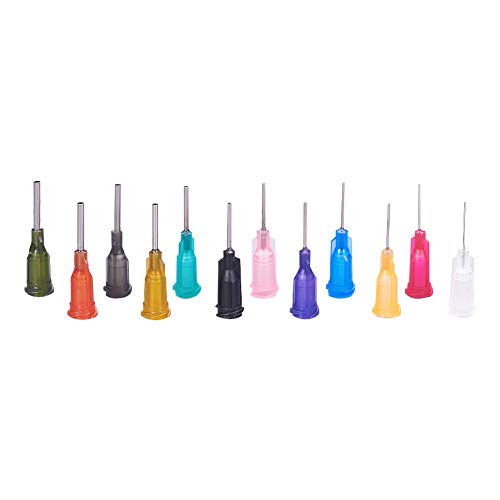 BENECREAT 144PCS 30mm Punta Roma Agujas de Jeringa 12 Tamaños Diferente Aguja Dispensadora con Bloqueo de Señuelo para Rellenar Tintas y Jeringas de Líquido