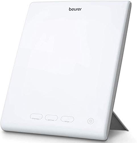Beurer TL 45 Lámpara de luz diurna con pie abatible, compacto, tecnología led, simulación luz del sol 10.000 lux, sin rayos ultra violeta, 3 temperaturas cromáticas ajustables, color blanco