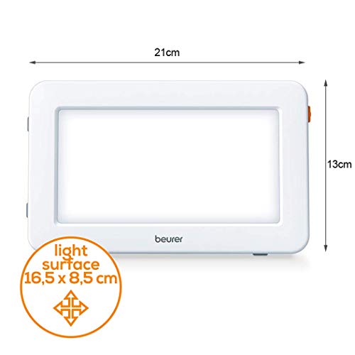 Beurer TL20UK Lámpara LED ultracompacta SAD ayuda a manejar el trastorno afectivo estacional simulando la luz solar a 10.000 Lux, soporte ajustable, certificado médicamente