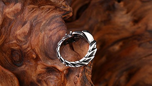 Beydodo Anillos Hombre Gotico,Anillos de Acero Inoxidable Hombre Negro Plata Rojo Anillo Escorpión Anillo Piedra Roja Talla 25(20.7)