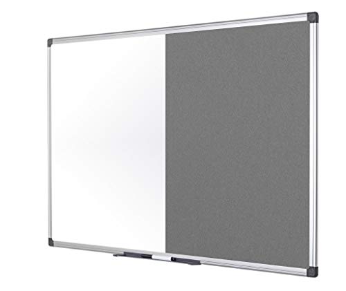 Bi-Office Maya - Tablero combinado fieltro/magnético, 900 x 600 mm, color gris