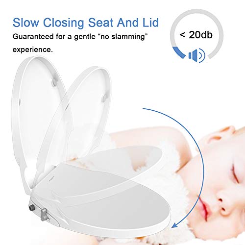 Bidé para asientos de inodoro con boquillas dobles de limpieza trasera y femenina separadas, rociador de agua natural, asiento de inodoro cerrado suave, bidé de inodoro combinado