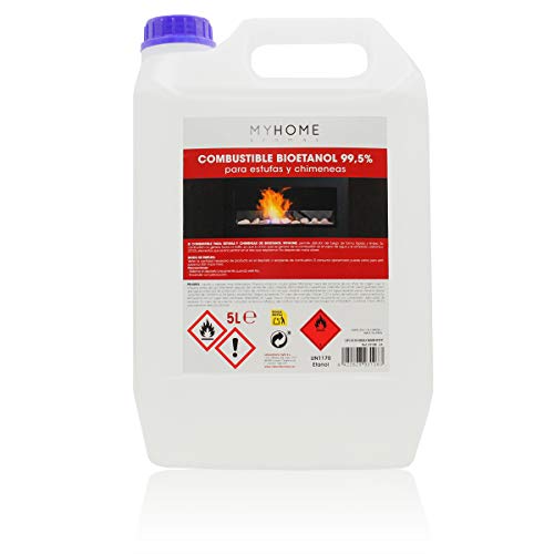 BIOETANOL 99,5% origen vegetal para chimeneas - sin humo - alta combustión MYHOME 5 litros