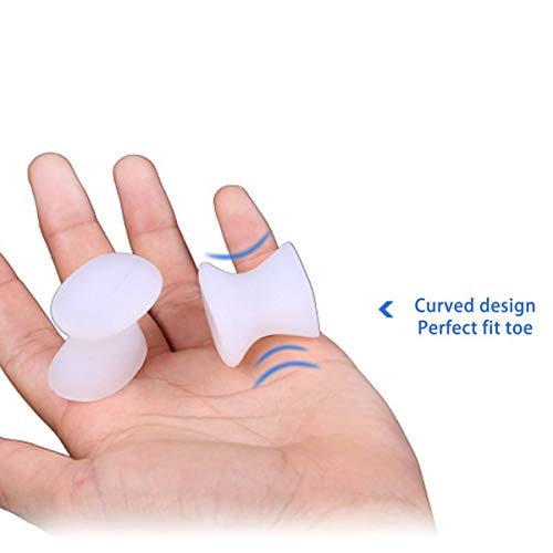 Blanco 1 Par súper blando de silicona del dedo del pie Pies Ortesis Gel Cuidado de alivio del dolor del dedo del pie Separador Pulgar Valgus Protector de juanete Ajustador