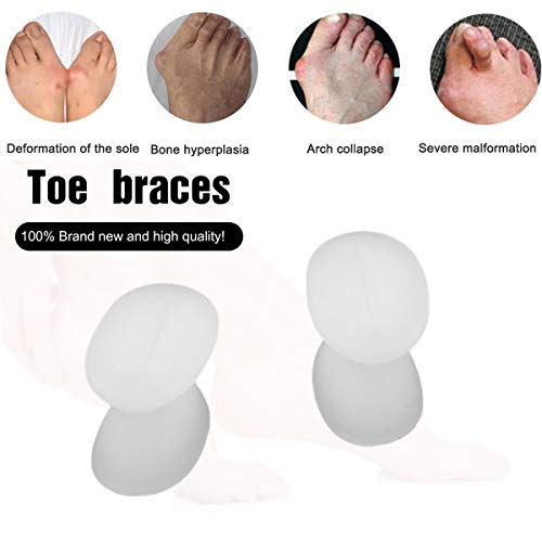 Blanco 1 Par súper blando de silicona del dedo del pie Pies Ortesis Gel Cuidado de alivio del dolor del dedo del pie Separador Pulgar Valgus Protector de juanete Ajustador