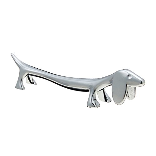 BMTick Apoya cubiertos plateado ‘Hunter’s Dachshund’ (Diseño de perro salchicha) para cuchillos, tenedores y cucharas (4 Unidades)