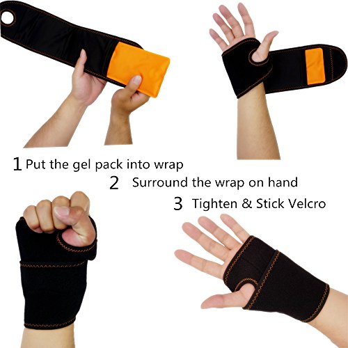 Bolsa de gel de muñeca - reutilizable - tratamiento del túnel carpiano, esguinces, hinchazón, tendinitis, artritis reumatoide, lesiones deportivas, alivio del dolor en las articulaciones
