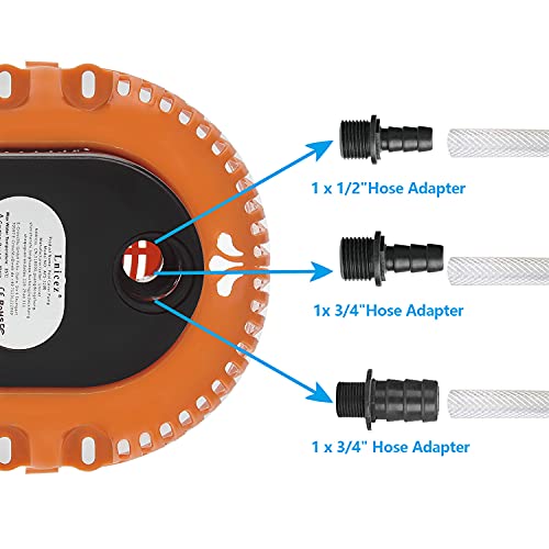 Bomba Sumergible Para Piscinas, SóTanos, Estanques De JardíN, Bomba De Agua Sucia Con Manguera De DesagüE Y Cable De AlimentacióN Extralargo De 25 Pies, 850 Gph En El Suelo, 3 Adaptadores (naranja)