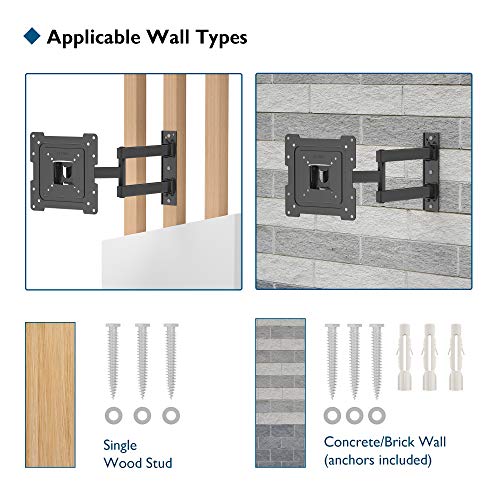BONTEC Soporte TV Pared para Televisiones/Monitores Planos de LED/LCD/OLED 13-42 Pulgadas, Giratorio,Inclinado, Ampliable/Retráctil Brazos Articulado, Carga Máx. 35kg, Máx VESA 200x200mm