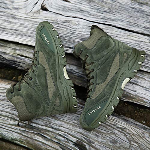 Botas de Senderismo para Hombre, Impermeables, Altas, con Cordones, con Cremallera, Antideslizantes, Botas del Desierto, Transpirables, al Aire Libre, Otoño Invierno, Botines, Verde Militar