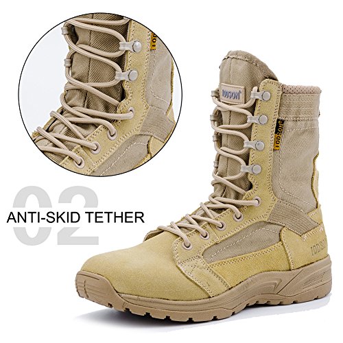 Botas tácticas Militares de Hombre Ultraligero, Tan Botas Jungle Combat, Zapatos de Trabajo y Seguridad (41 EU, Beige)