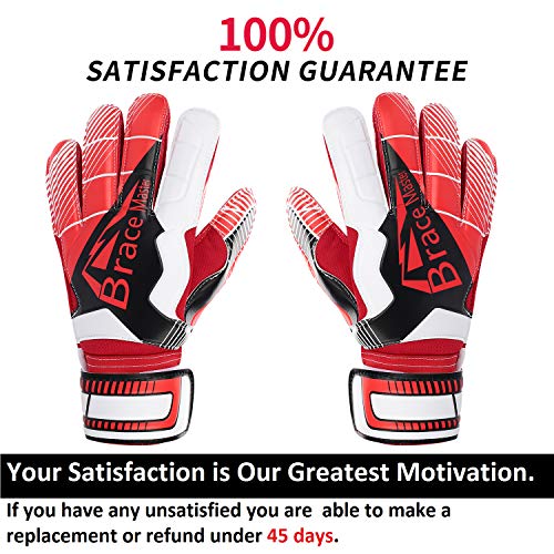 Brace Master Guantes de Portero con Fuerte Agarre y Protección para los Dedos, Guante de Portero de Palma 3 + 3MM para Hombres y Mujeres, Entrenamiento y Partido, Interiores y Exteriores