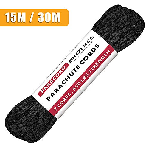 Brotree Paracord Cuerda de Paracaídas de Nylon 550 lbs 7 Resistentes Hebras de Fibra Poliéster para Escalada Kit de Supervivencia Acampada (Estándar, Reflectante)