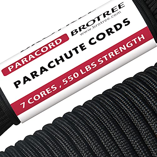 Brotree Paracord Cuerda de Paracaídas de Nylon 550 lbs 7 Resistentes Hebras de Fibra Poliéster para Escalada Kit de Supervivencia Acampada (Estándar, Reflectante)