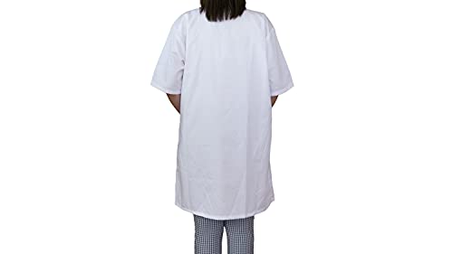 BSPOT Bata Médico Manga Corta Blanco Bata de Laboratorio Enfermera Sanitaria de Trabajo para Médicos Mujer (L)