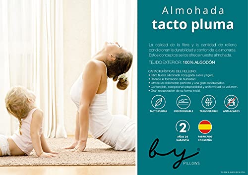 Bypillows Almohada de Fibra Hueca siliconada Pack de 2x75 cms, Tacto Pluma, AMF752