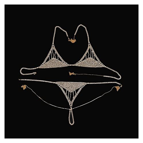 Cadenas corporales para mujeres Cadena de sujetador de cuerpo de diamantes de imitación de lujo Accesorios de traje de bikini para mujeres Sexy Crystal Ropa interior Pantías Tanga Cuerpo Joyería Acces