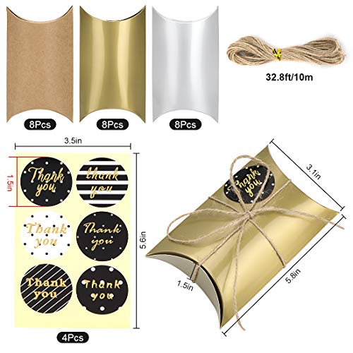 Caja de regalo Candy de papel Kraft, fiestas de cumpleaños, caja de almohadas para bodas, 24 unidades, Pillow Shape
