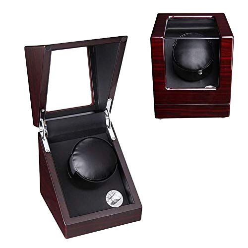 Caja de Reloj Enrollador de Reloj a la 1 en Punto Automático con Motor silencioso 4 Modos de Giro Piano de Madera Lacado Cajas de Reloj de Cuero Prese