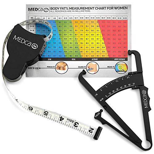calibrador de grasa corporal y cinta métrica corporal - Calibradores de infusión de piel y cinta métrica de grasa corporal para medir con precisión el IMC de la piel Fitness y pérdida de peso