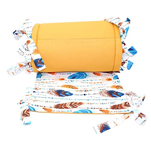 Callyna® - Protector de cuna universal de 240 x 40 cm alto y largo, estable, para cuna estándar, evolutivo, parque bebé, 100% Unión Europea, pluma, mostaza.