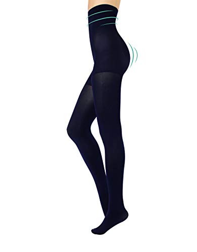 CALZITALY Medias Tupidas Reductoras De Talle Alto | Panty Shaper, Push Up | Negro | 80 Den | S, M, L, Xl | Calcetería Italiana | (XL, Azul)