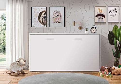 Cama Abatible Horizontal Plegable de Pared de 90x190 Color Blanco