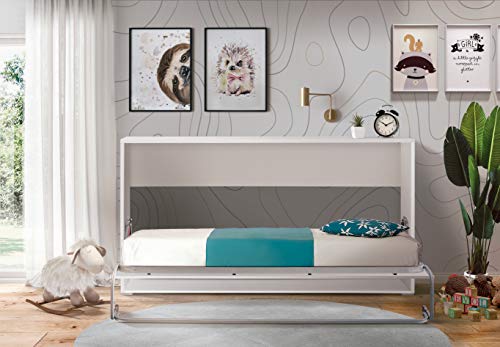 Cama Abatible Horizontal Plegable de Pared de 90x190 Color Blanco